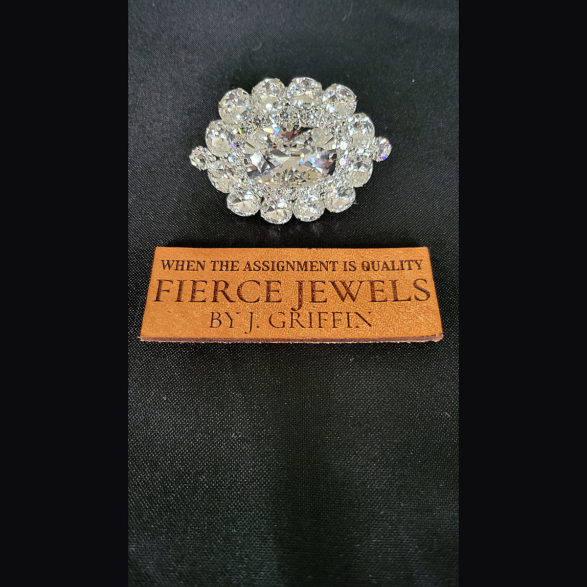 Grand Cushion Cut Ring in clear crystal and silver rhodium