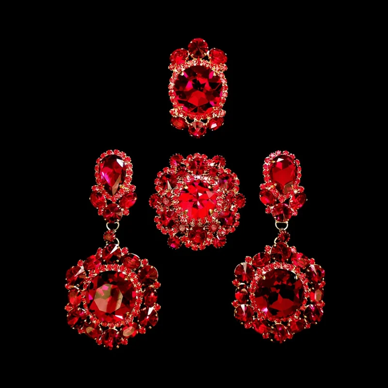A Siam Soiree crystal jewelry on a black studio background