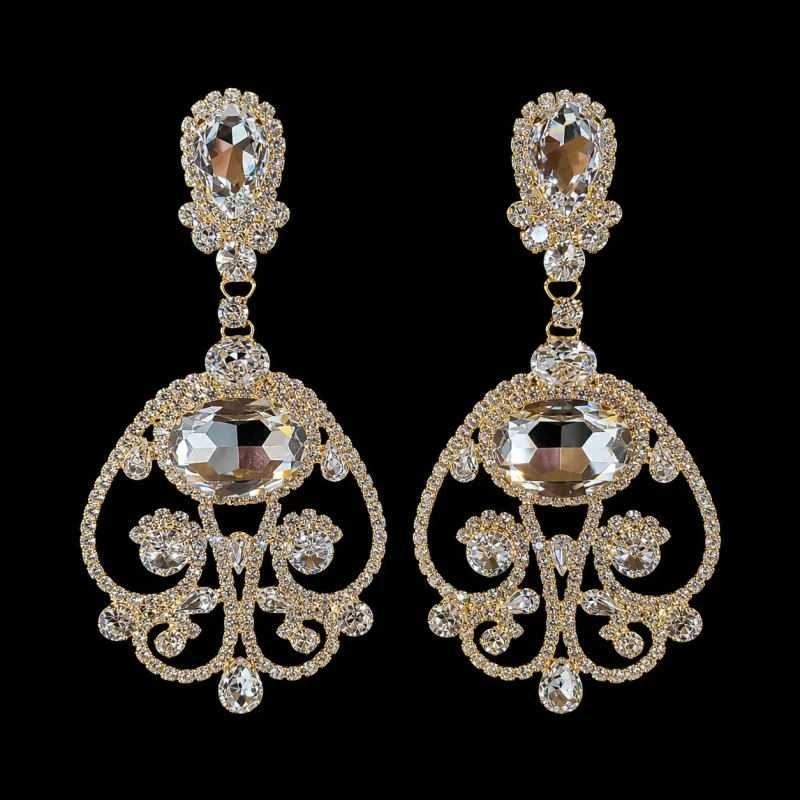 Charels Pierce’s Reflection crystal jewelry on a black studio background
