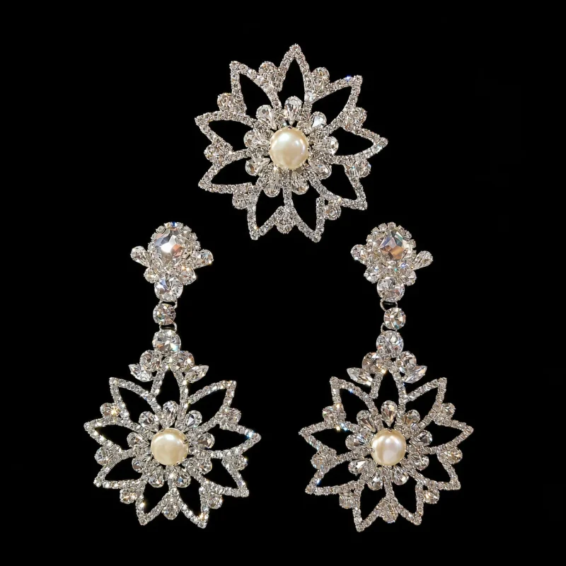 Chelsea Pearl’s Garden Gates crystal jewelry on a black studio background